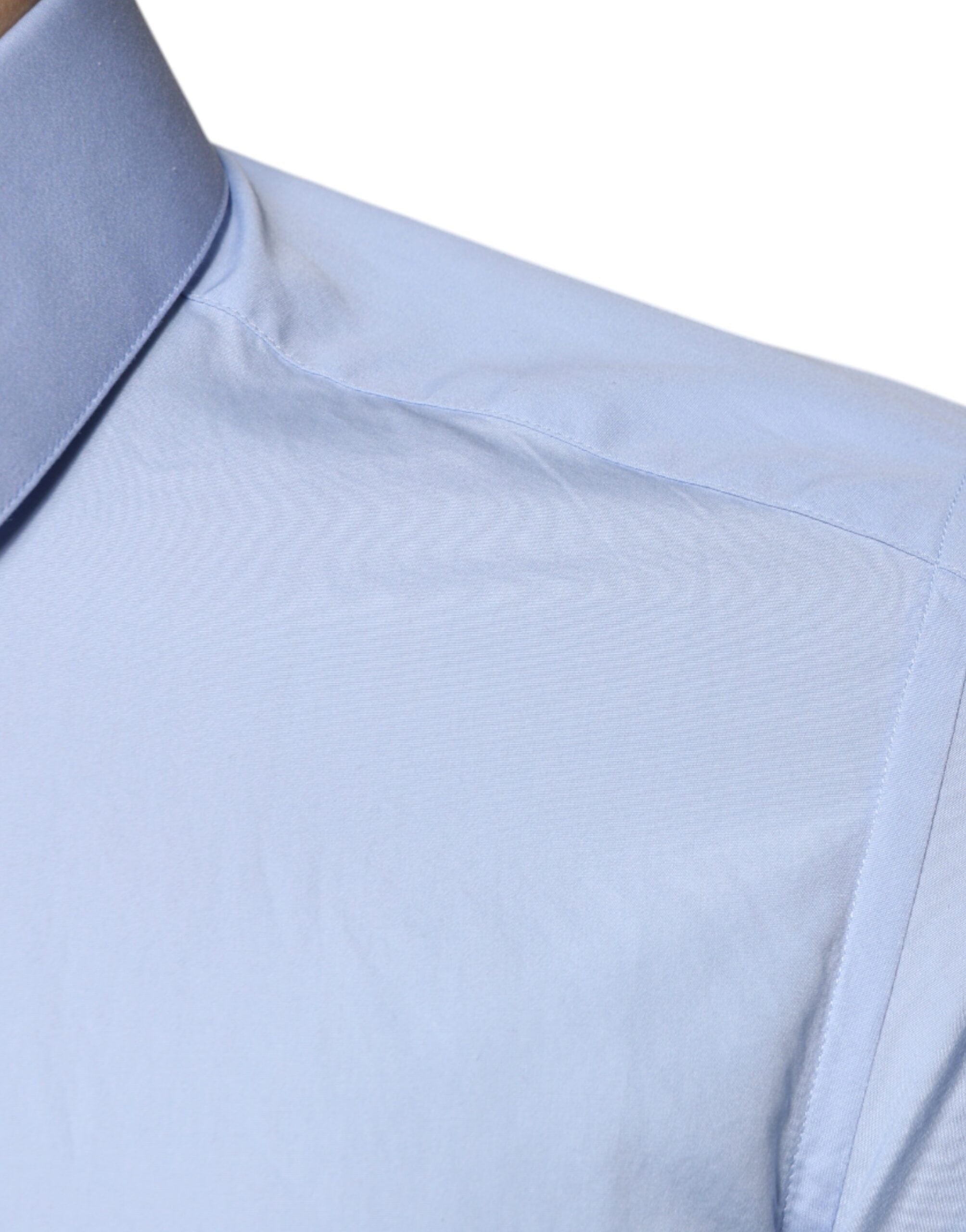 Dolce & Gabbana Light Blue Slim Fit GOLD Cotton Shirt